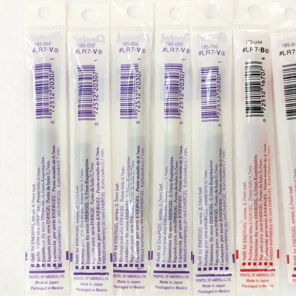 Pentel LR7 Refill Ink EnerGel Liquid Gel Pen 0.7mm Variety Color Lot of 12